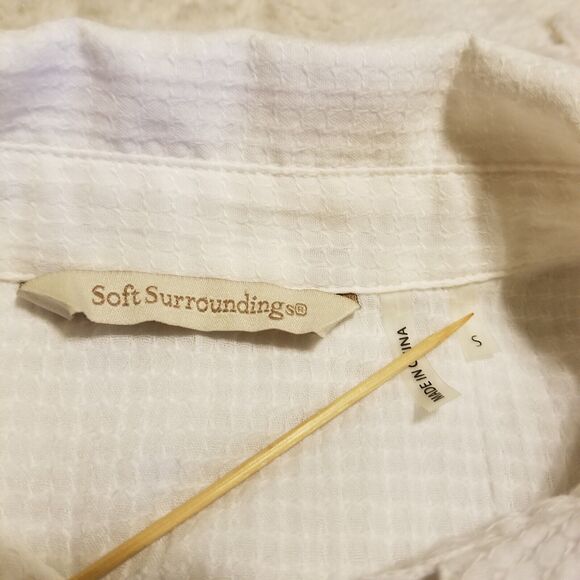 Soft Surrounding Boho Top Tunic Womens Small White Artsy Floral Long Sleeve - Picture 9 of 9